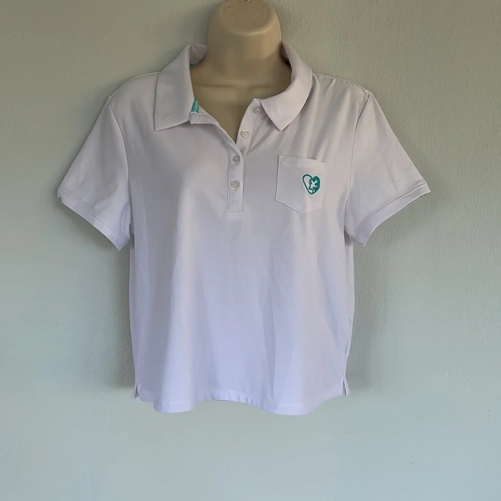 Chubby Mermaids white athletic cropped tennis polo top size XL